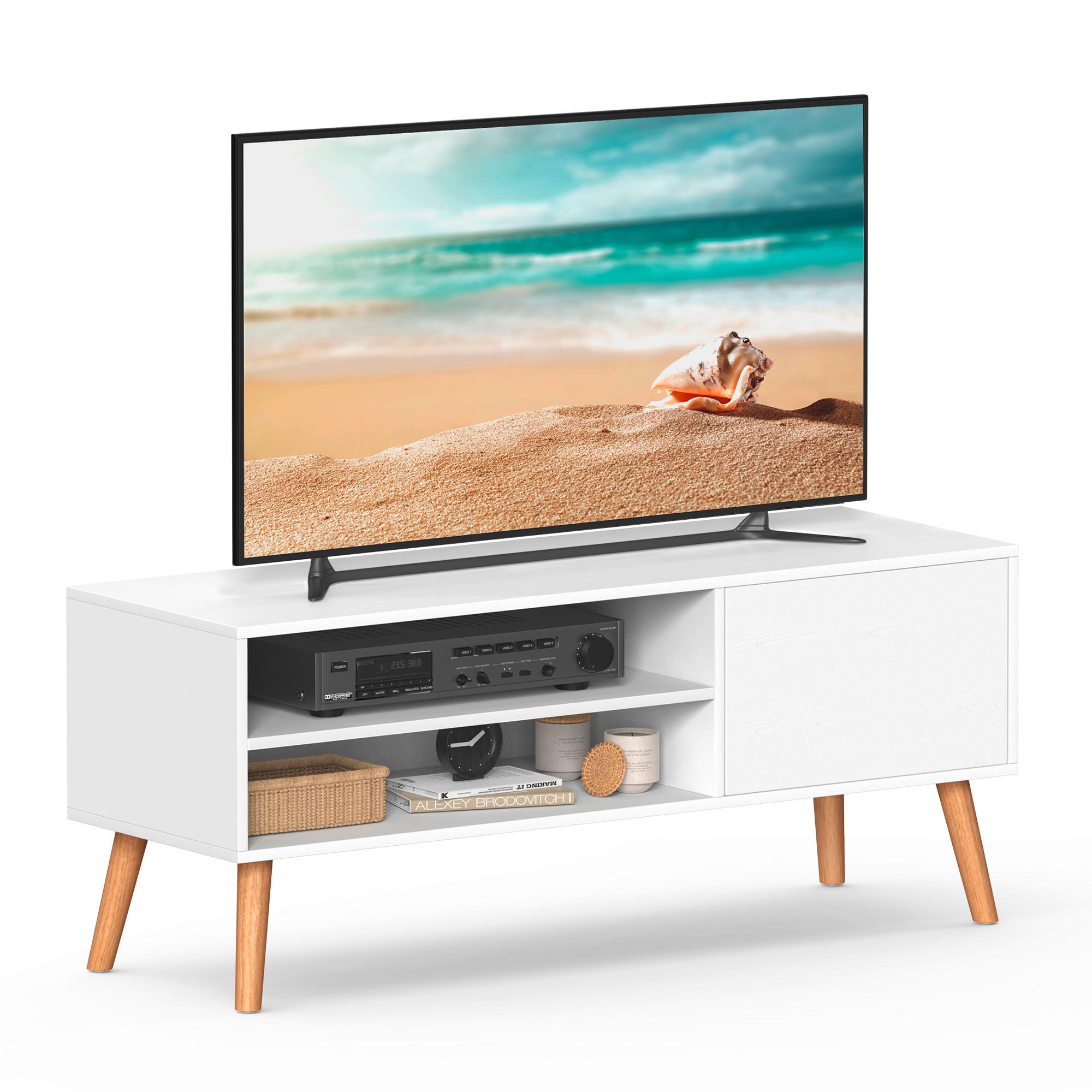 Tv-element Weiß, Hellbraun B: 120 Cm - Hellbraun/Weiß, Trend, Holzwerkstoff (120/49/40cm) - MID.YOU