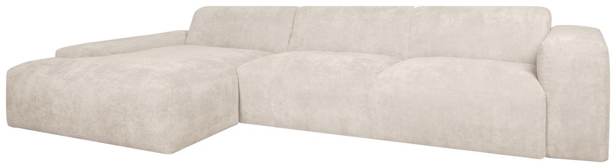 Ecksofa Hannah Creme170x343 Cm - Creme/Schwarz, Design, Textil (170/343cm) - MID.YOU