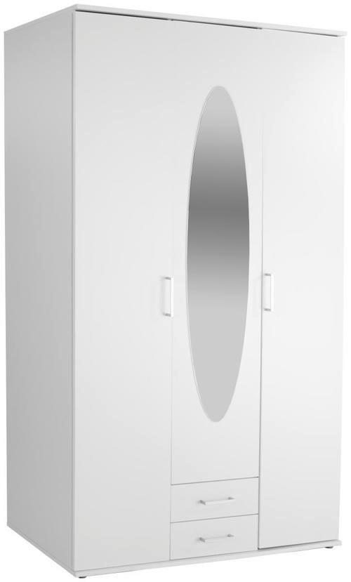 Drehtürenschrank Mit Spiegel 120 cm Paul, Weiß - Eichefarben/Weiß, Basics, Glas/Holzwerkstoff (120/196/55cm)