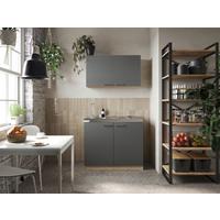 Miniküche Merle Grau/Eiche Dekor B:100cm - Eichefarben/Grau, Basics, Holzwerkstoff/Metall (100cm) - Respekta