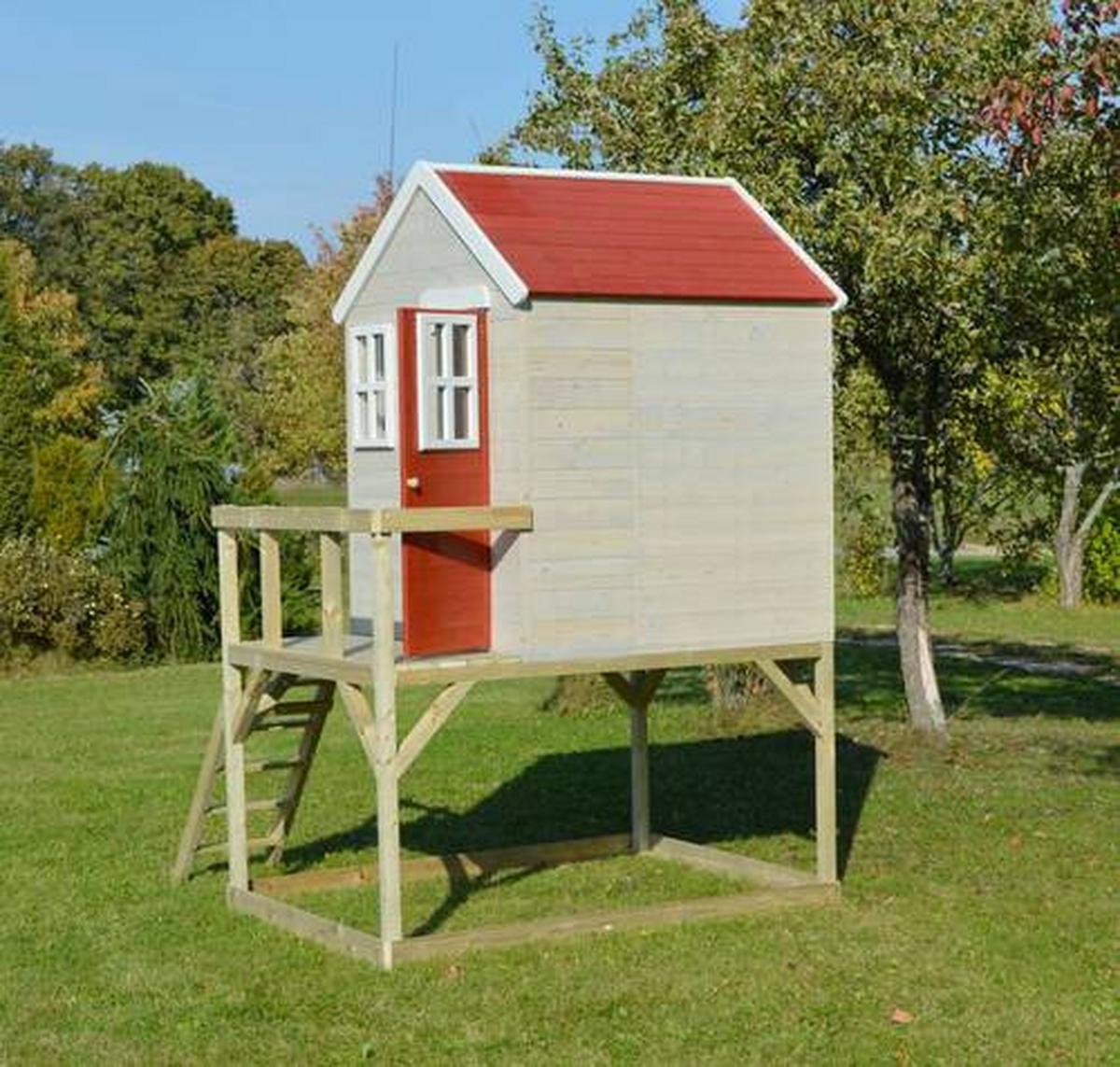 Spielhaus Storch Naturfarben/rot, B: 197 Cm - Rot/Naturfarben, KONVENTIONELL, Holz (197/242/167cm)