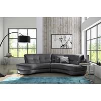 Ecksofa Bretania Anthrazit, S: 113x300 cm - Anthrazit/Schwarz, Design, Textil (113/300cm) - Livetastic