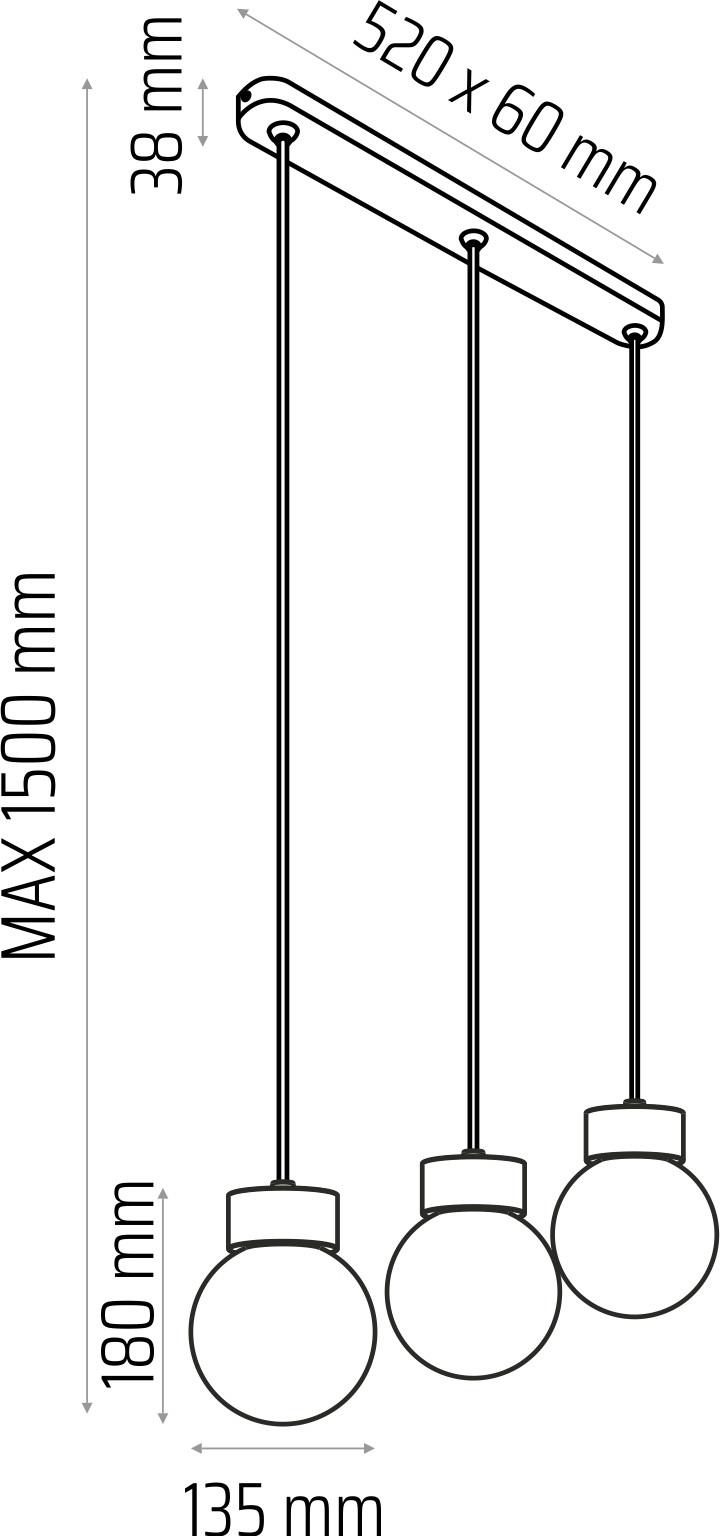 Hängeleuchte 8570345 Barrel-Orb 3 - Eiche - Eichefarben/Weiß, Design, Glas/Holz (52/150cm)