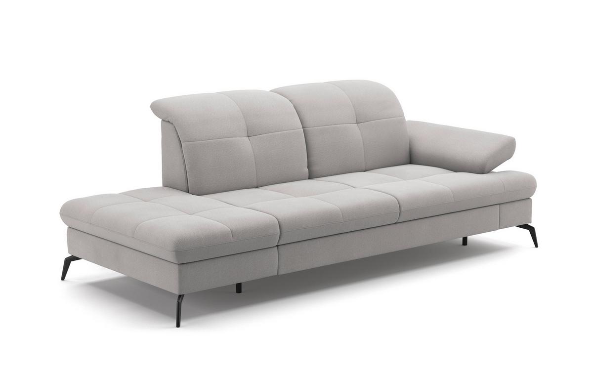 Récamiere Amica E, Silberfarben B: 231cm - Silberfarben/Schwarz, KONVENTIONELL, Textil (231/90/122cm) - Sit & More