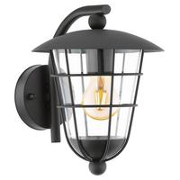 Außenwandleuchte Pulfero für 1x60 W, E27 - Transparent/Schwarz, KONVENTIONELL, Kunststoff/Metall (28/22/28cm) - Eglo