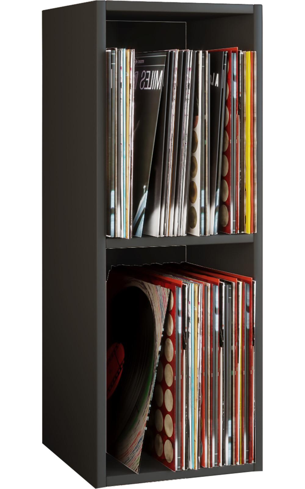 Schallplattenregal Platto 2-Fach - Schwarz, Basics, Holzwerkstoff (34/72/30cm) - MID.YOU