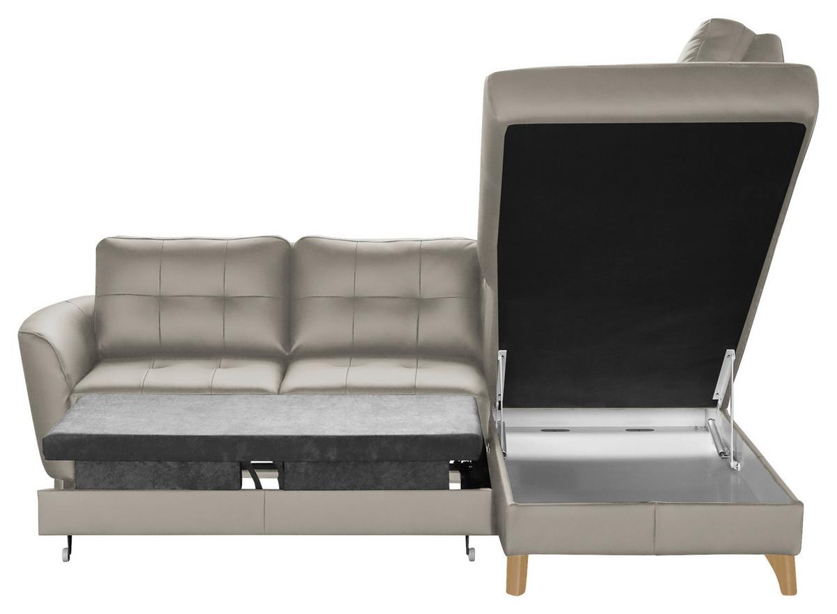 Ecksofa Nordic Platinfarben S: 236x190 cm - Platinfarben/Buchefarben, Design, Leder/Textil (236/190cm) - Livetastic