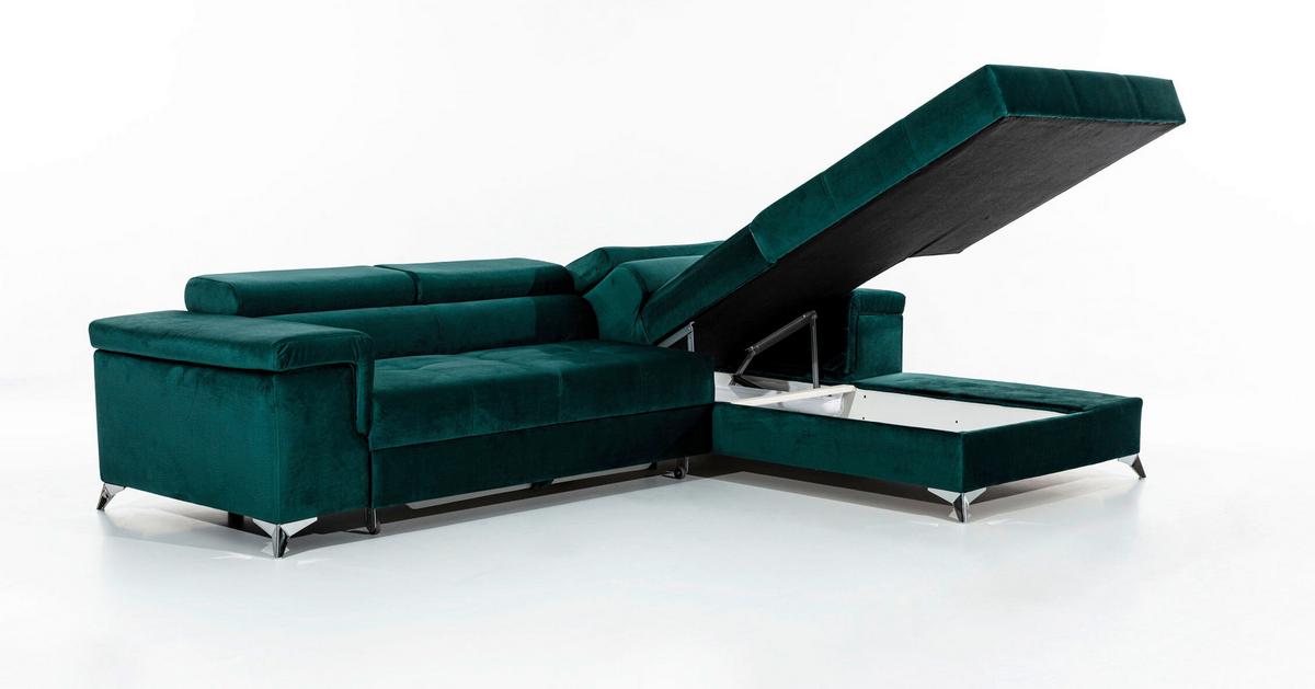 Ecksofa Ricardo Grün S: 281x205 cm - Silberfarben/Grün, Design, Textil (281/205cm) - MID.YOU