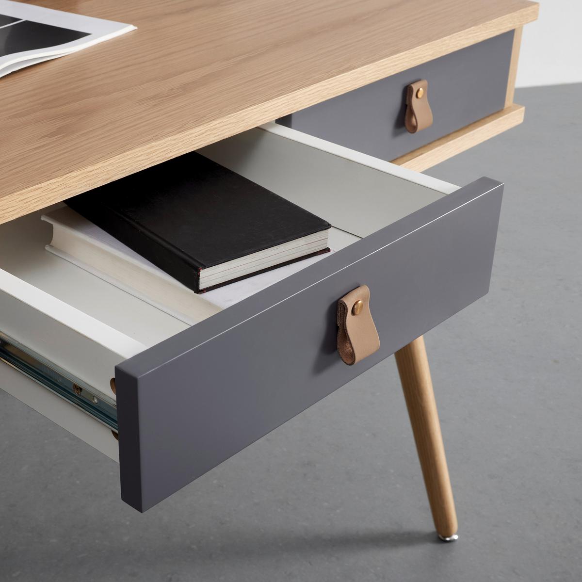 Psací stůl LENA přírodní barvy/šedá - šedá/přírodní barvy, Moderní, dřevo/kompozitní dřevo (120/75/60cm) - Bessagi Home