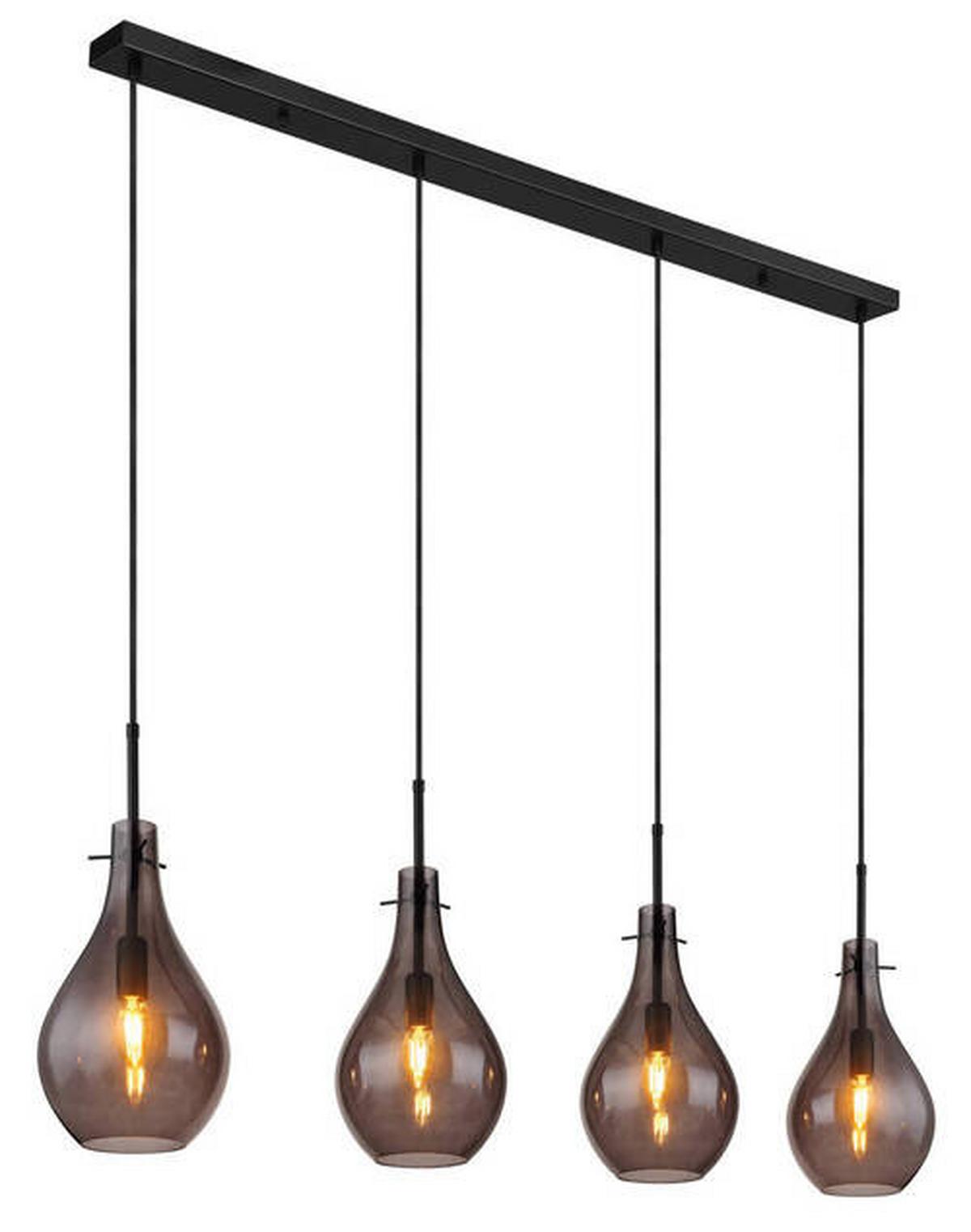 Hängeleuchte 15574-4h - Schwarz, Design, Glas/Metall (110/18/120cm) - Globo