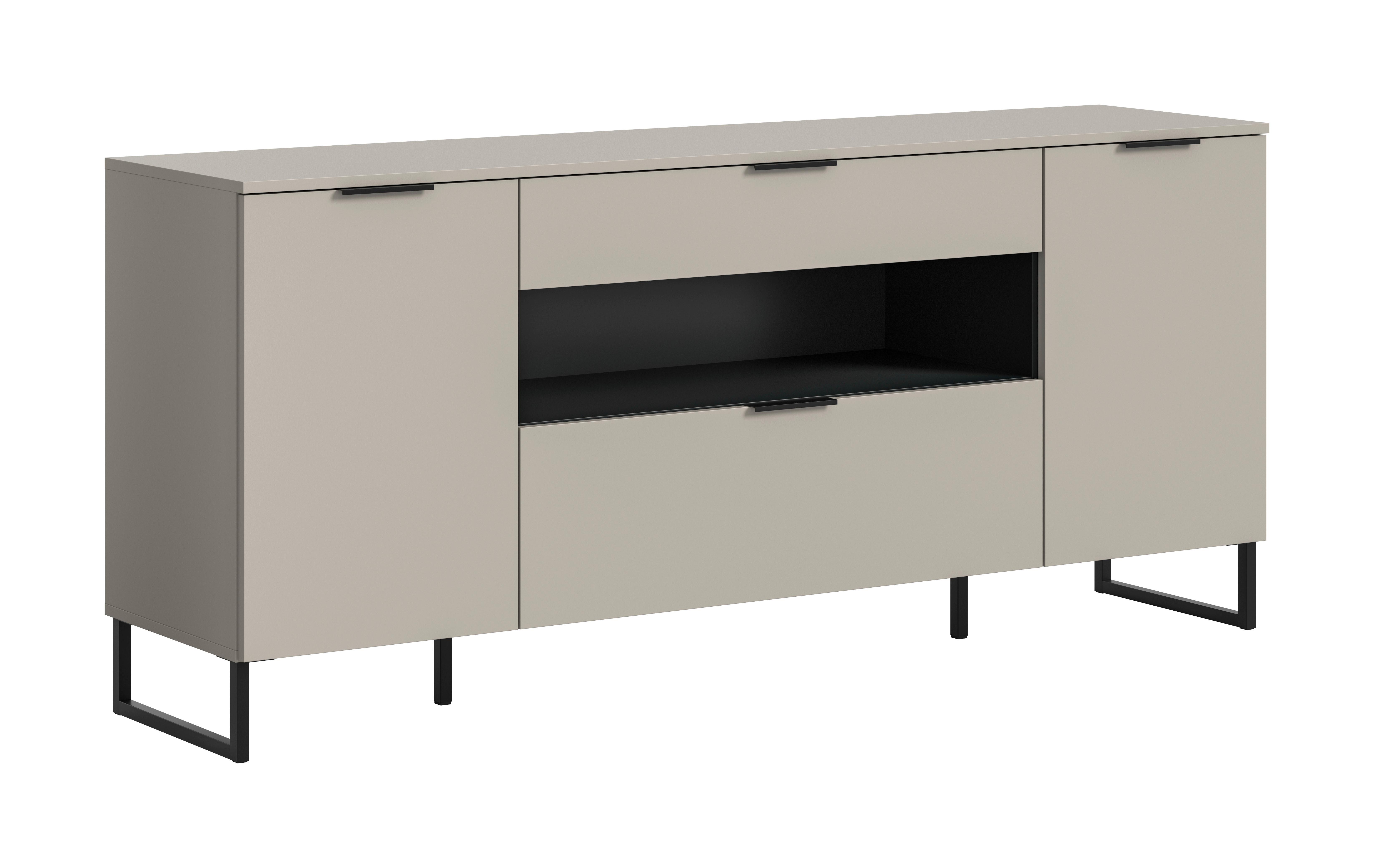 Sideboard Noida Kaschmir B: 185 Cm - Kaschmir/Schwarz, Design, Holzwerkstoff (185/80/41cm) - Livetastic