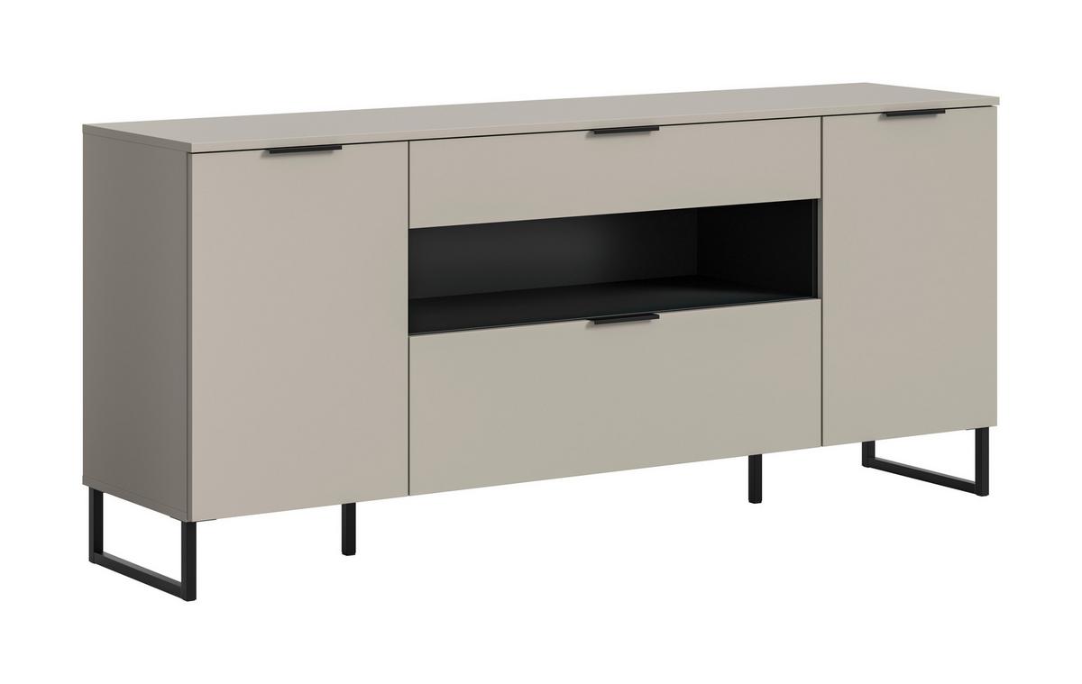 Sideboard Noida Kaschmir B: 185 Cm - Kaschmir/Schwarz, Design, Holzwerkstoff (185/80/41cm) - Livetastic