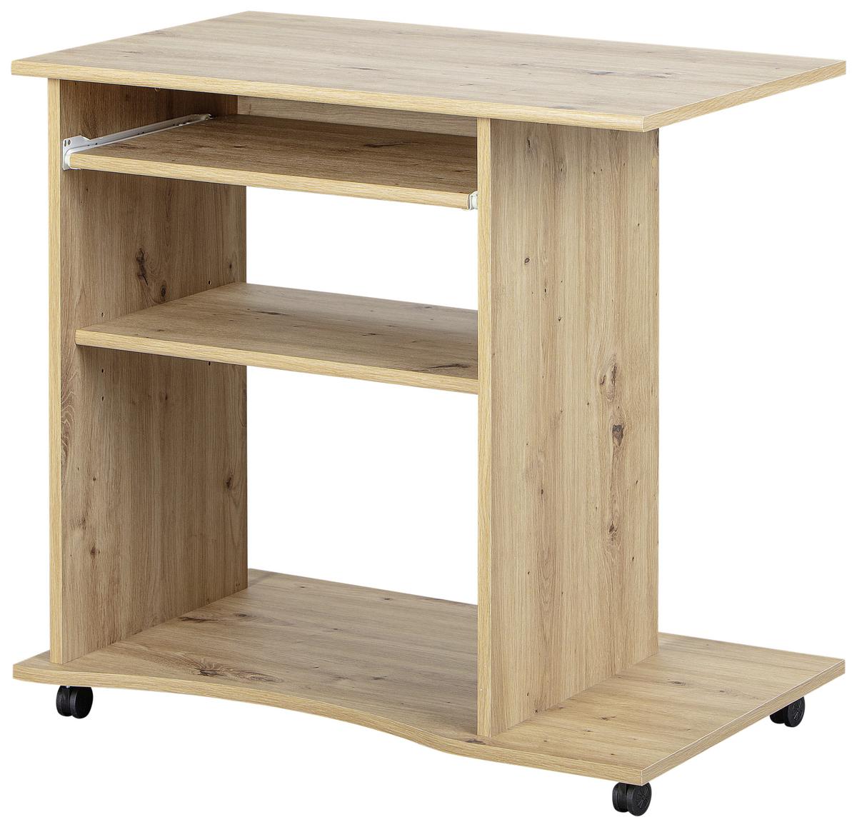 Computertisch mit Auszug B 80cm H 75cm Addu Eiche Dekor - Eichefarben, KONVENTIONELL, Holzwerkstoff/Kunststoff (80/50/75cm) - MID.YOU