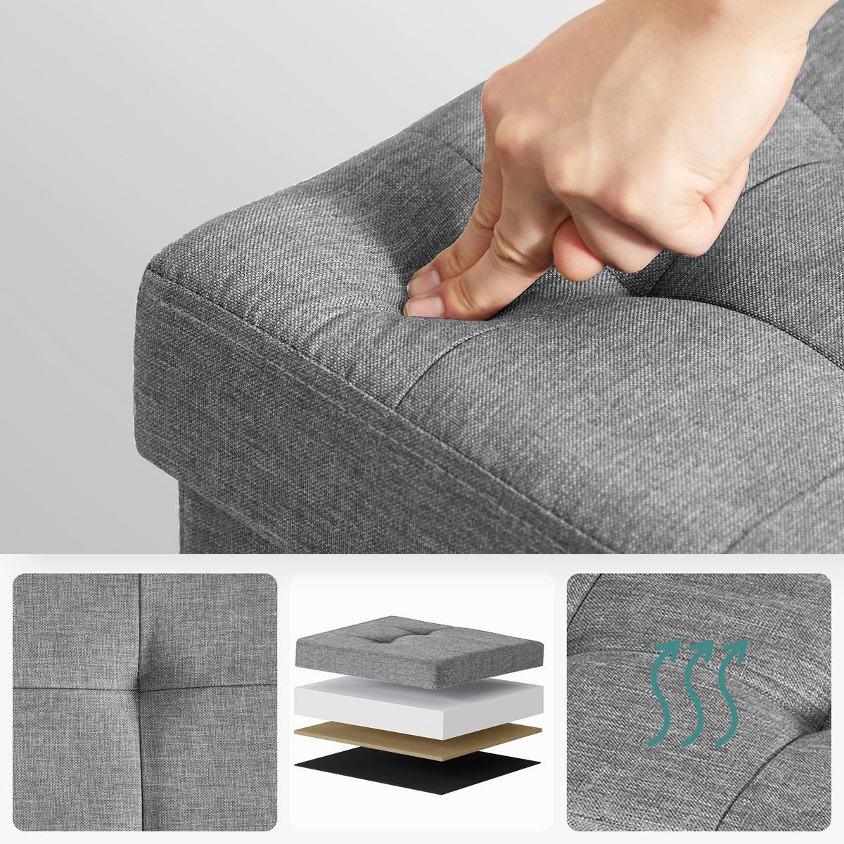SITZBOX Grau B: 76cm - Naturfarben/Grau, Basics, Holzwerkstoff/Textil (76/40/38cm)
