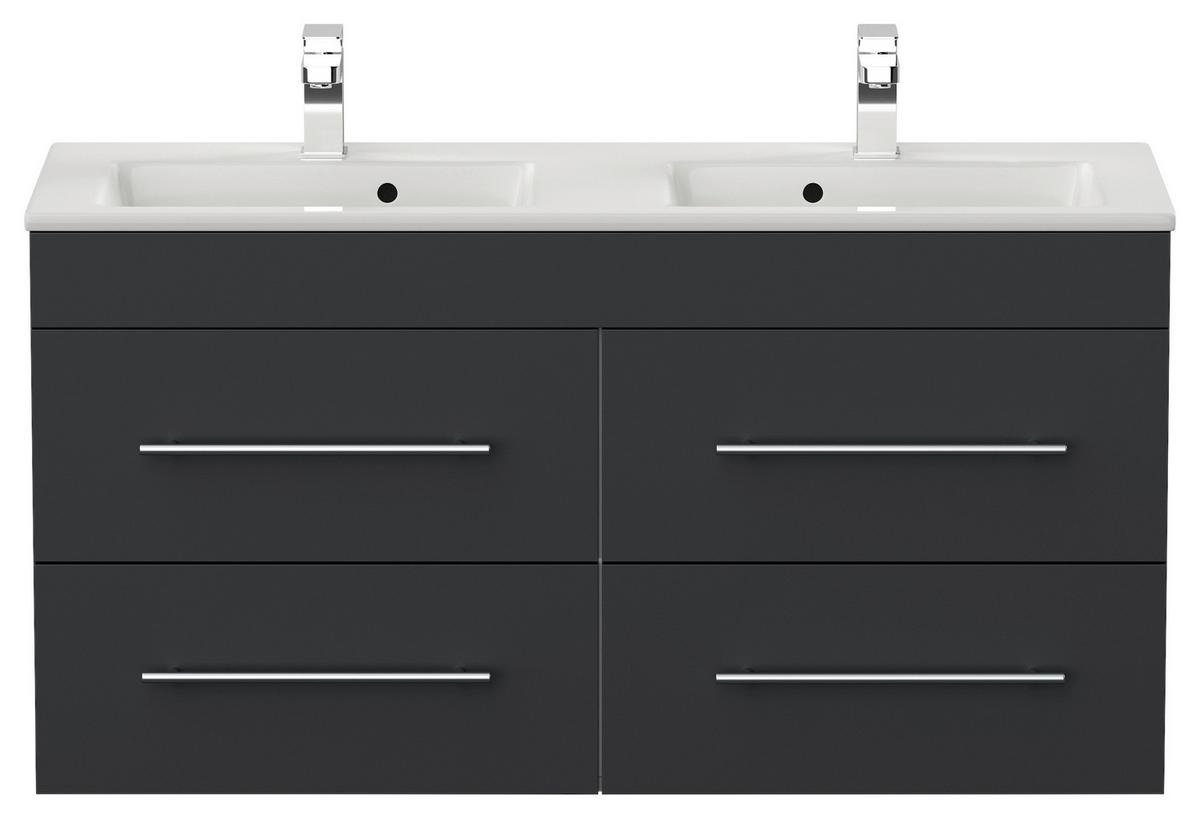 WASCHTISCHKOMBI Homeline, Graphitfarben B: 120cm - Graphitfarben/Weiß, Basics, Keramik/Holzwerkstoff (120cm) - MID.YOU