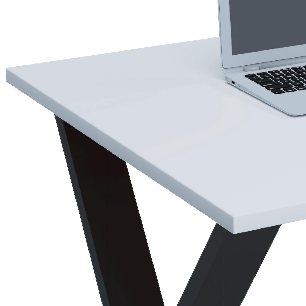 Schreibtisch Lona Weiß B: 80 cm - Schwarz/Weiß, MODERN, Holzwerkstoff/Metall (140/80/76cm) - MID.YOU