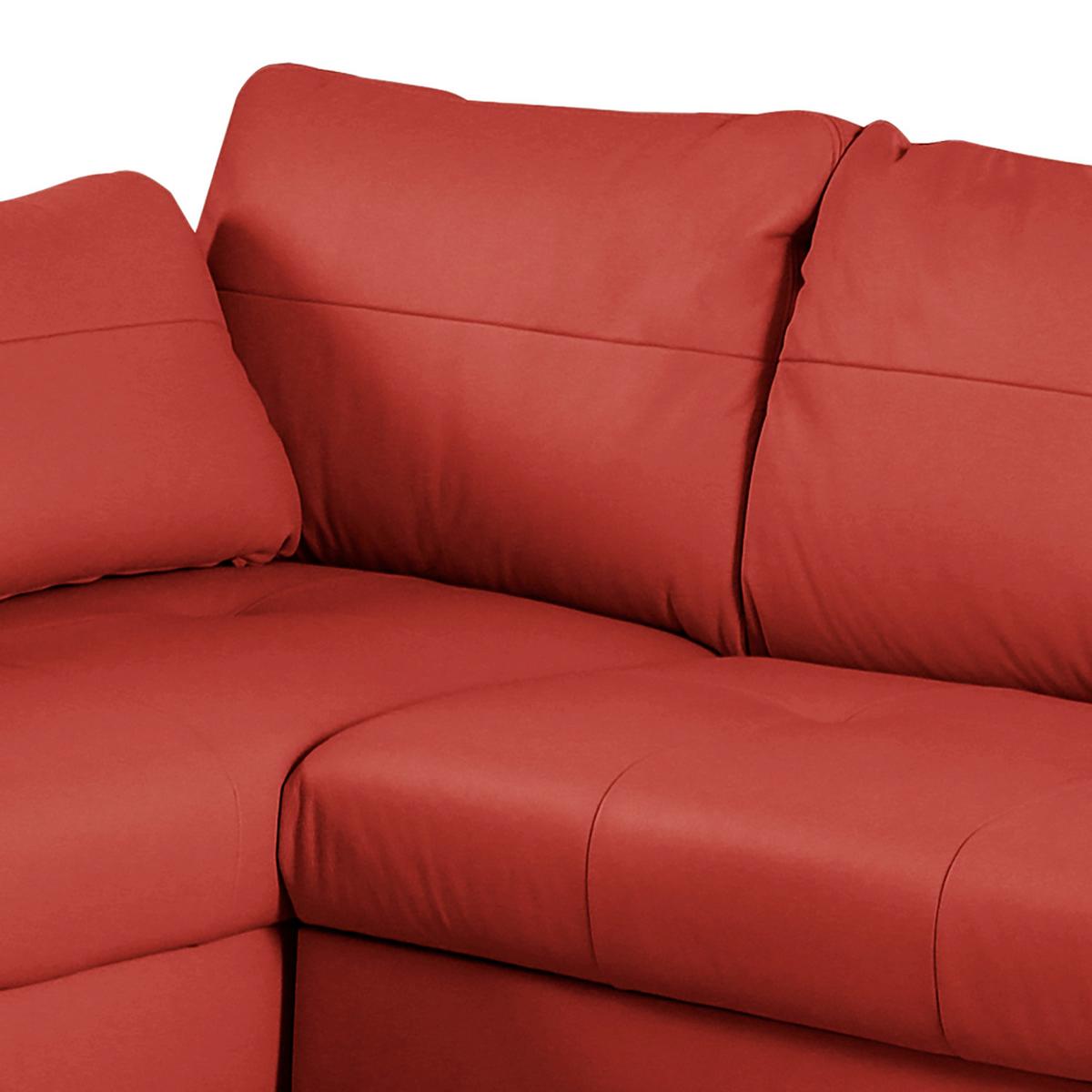 Ecksofa Compact Rot B: 168x227 cm - Buchefarben/Rot, Design, Leder/Textil (168/227cm) - Livetastic