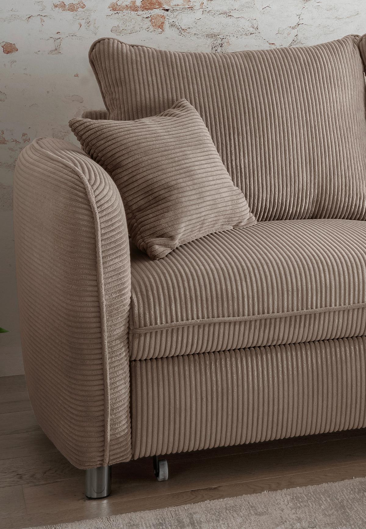 Eckschlafsofa Lauritio Graubraun S: 254x160 cm - Chromfarben/Graubraun, MODERN, Textil (254/160cm) - Livetastic