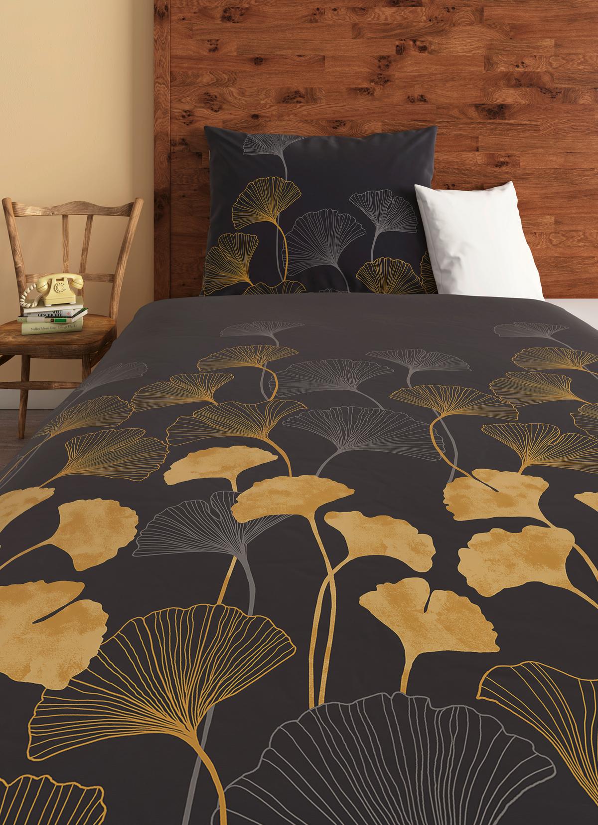 Bettwäsche Cleo - Goldfarben/Grau, ROMANTIK / LANDHAUS, Textil - James Wood