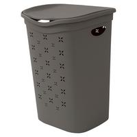 Wäschetonne mit Deckel Per Türkis, 37x39,5x53,5 cm - Taupe/Weiß, KONVENTIONELL, Kunststoff (37/39,5/53,5cm)