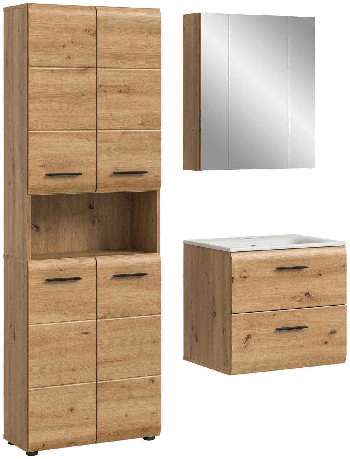 Badezimmer Ice Eiche Artisan Dekor B: 120cm - Schwarz/Eiche Artisan, Basics, Keramik/Holzwerkstoff (120cm) - MID.YOU