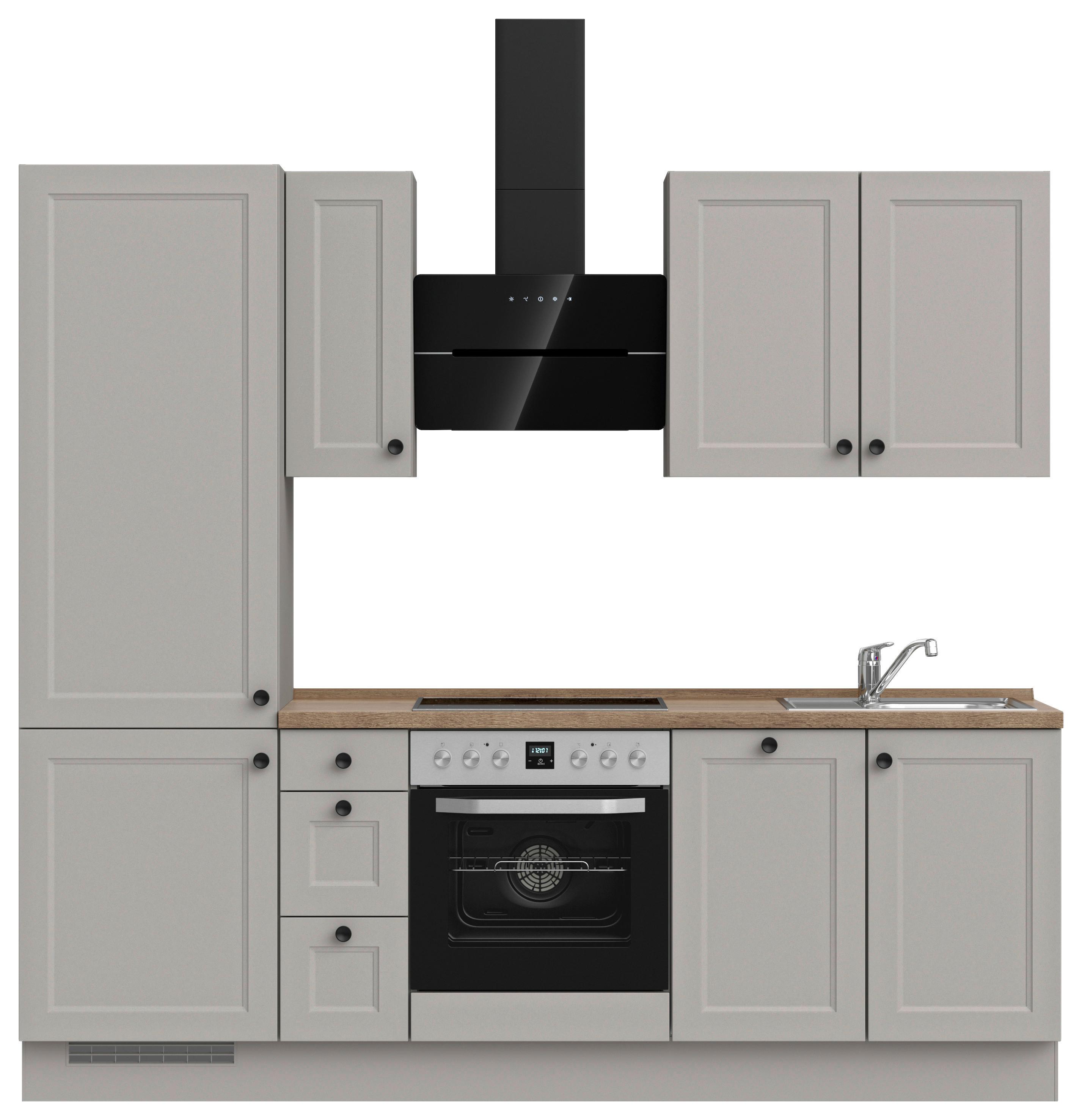 Kuchynská linka 240 cm, kamenná sivá supermatná - čierna/sivá, Modern, kov/kompozitné drevo (240cm) - Nobilia