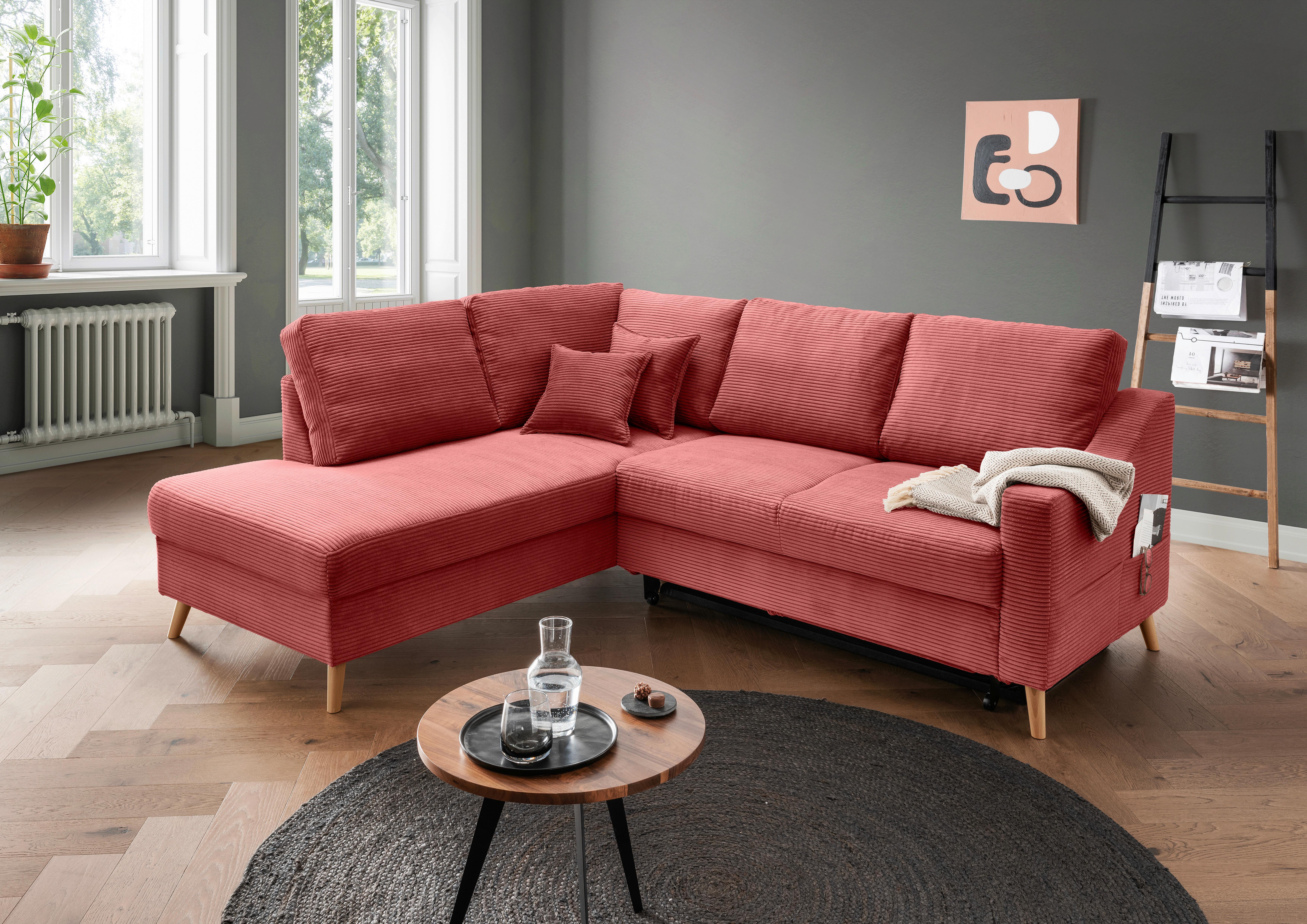 Ecksofa Valentina Koralle S: 200x230 cm - Koralle/Naturfarben, MODERN, Textil (200/230cm) - P & B