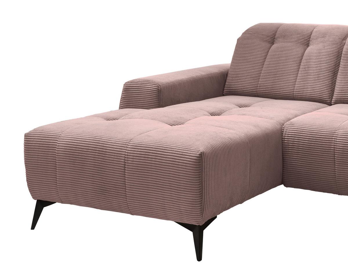 Ecksofa mit USB Anschluss Sano, Rosa, S: 180x258 cm - Schwarz/Rosa, MODERN, Textil (180/258cm) - Livetastic