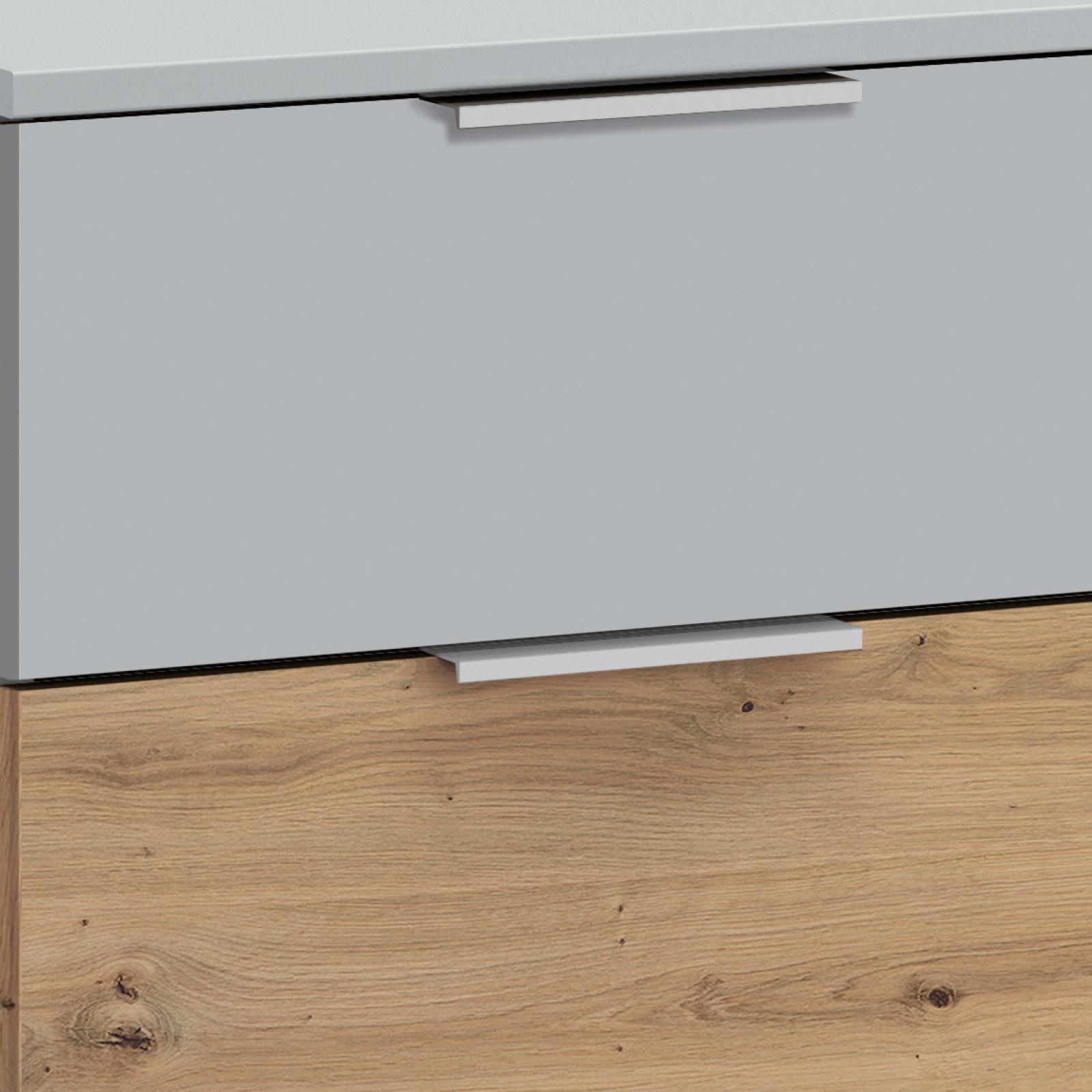 Kommode Mit Soft-Close-System 47 cm Alabama Hellgrau - Hellgrau/Alufarben, MODERN, Holzwerkstoff (47/81/42cm)