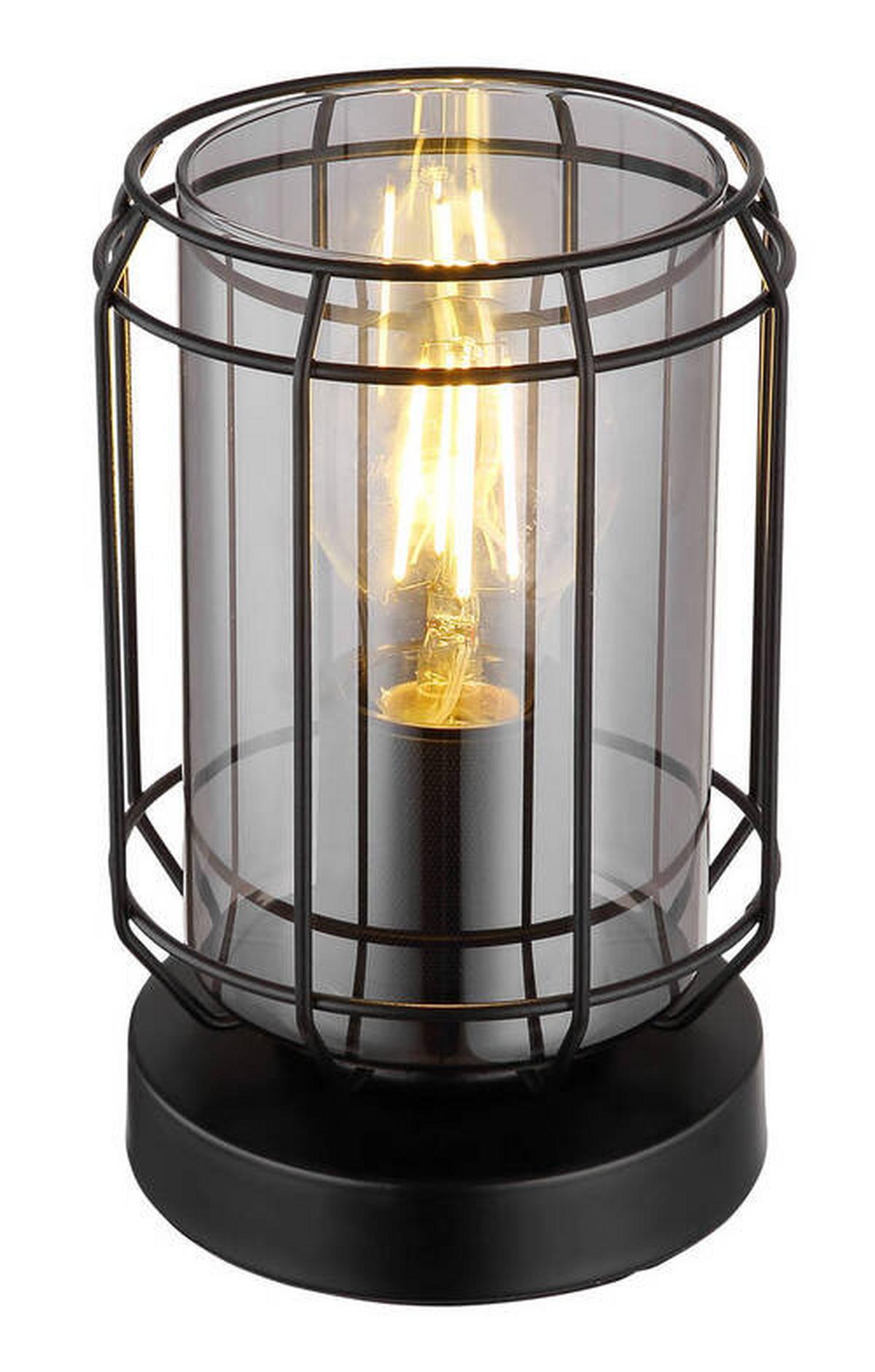 Tischleuchte 15559t - Klar/Schwarz, KONVENTIONELL, Glas/Metall (13,1/20cm) - Globo
