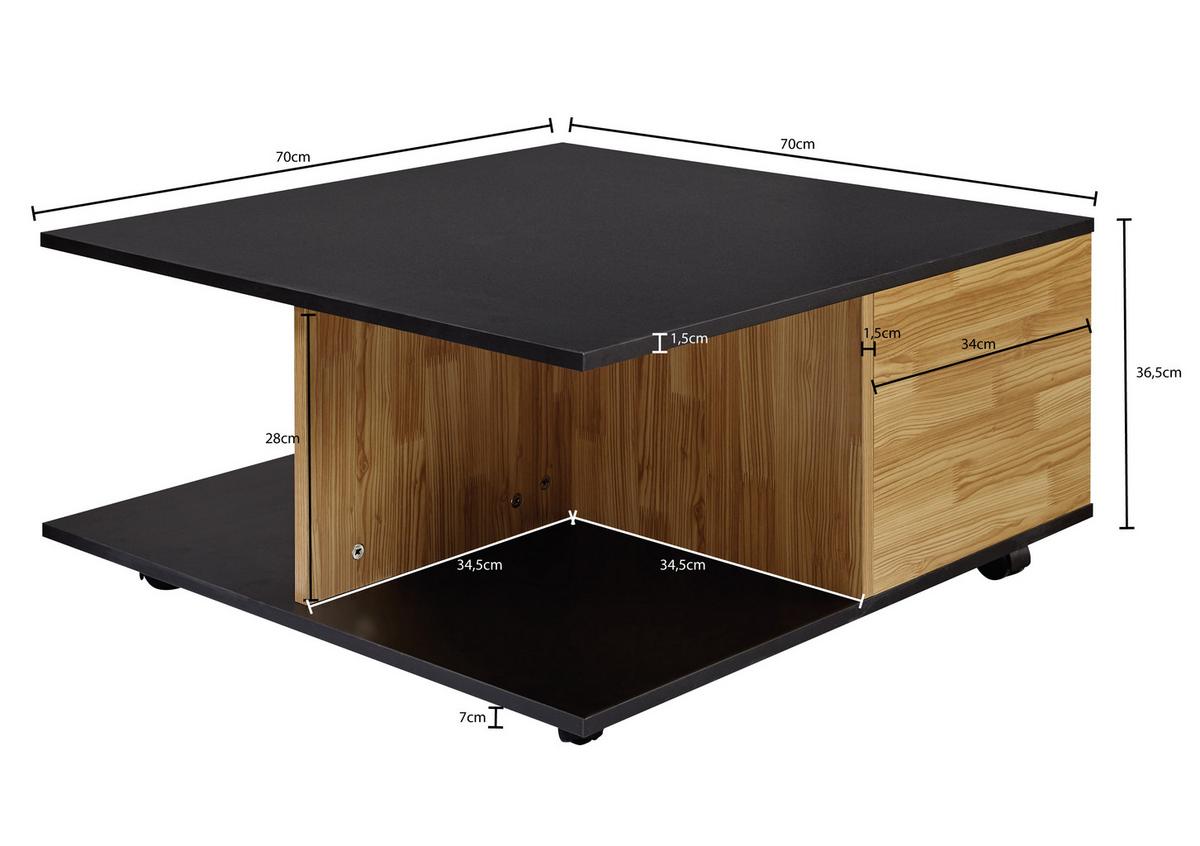 Konfererenční stůl pískovo-antracitový - antracitová/pískové barvy, Moderní, kompozitní dřevo/plast (70/70/36,5cm) - MID.YOU