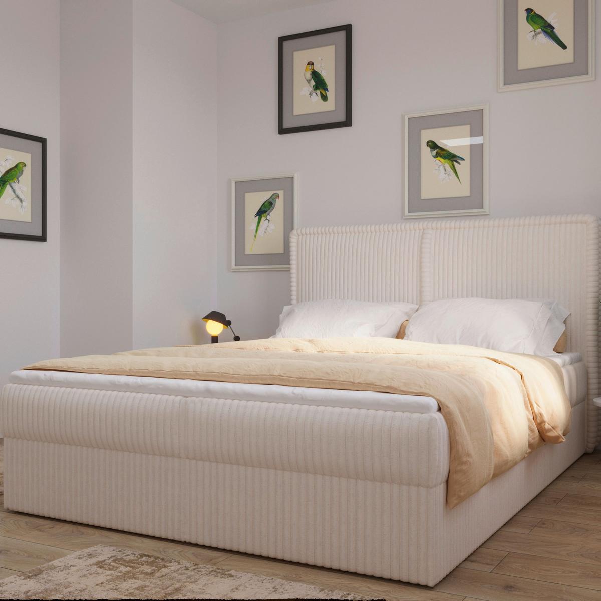 Boxbett Barcelona Lf: 180x200 Beige - Beige/Schwarz, MODERN, Holz/Kunststoff (180/200cm) - MID.YOU