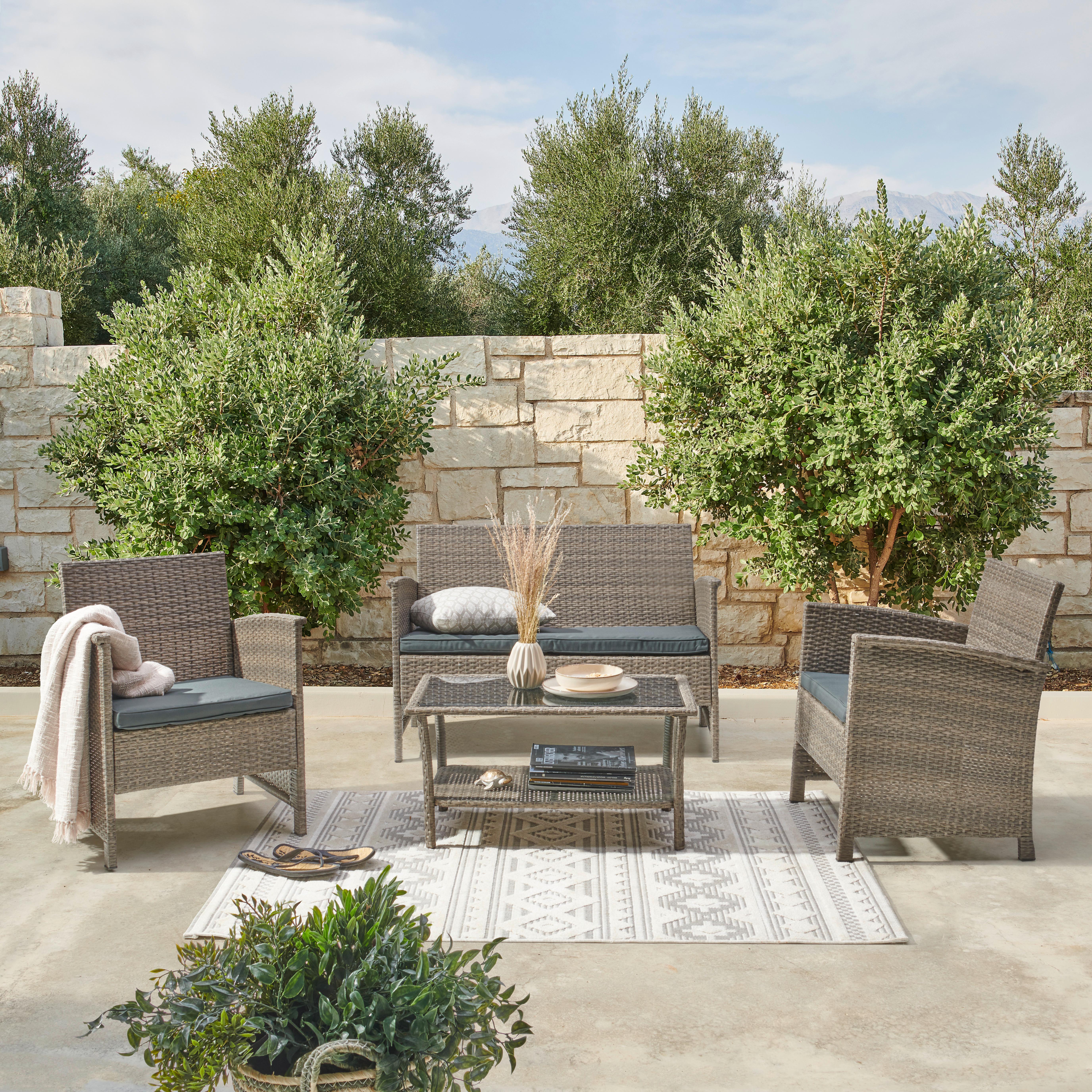 Loungegarnitur Barbara Aus Metall/Kunststoff/Glas