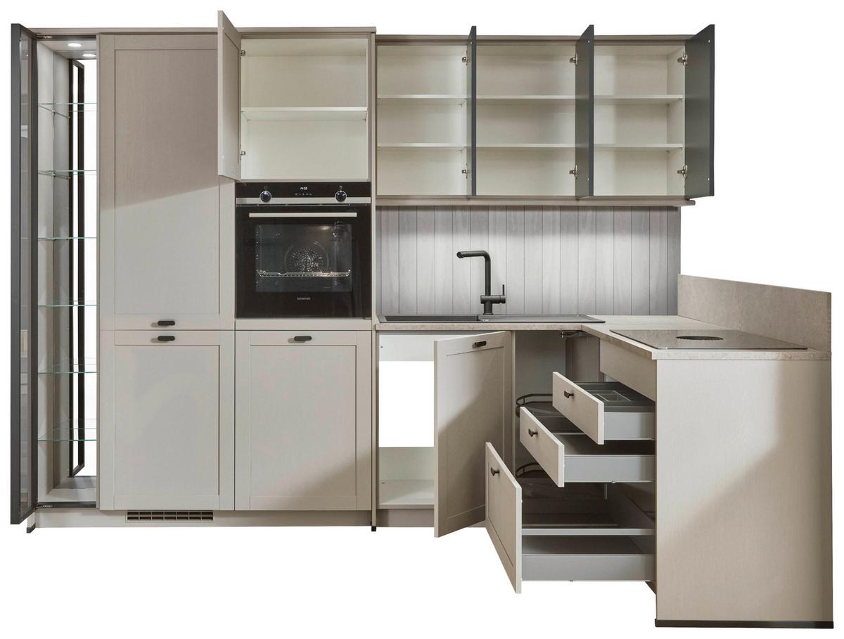 Eckküche Fermo/eastbourne - Hellbraun/Blau, MODERN, Holzwerkstoff (303,4/181,8cm) - Vertico