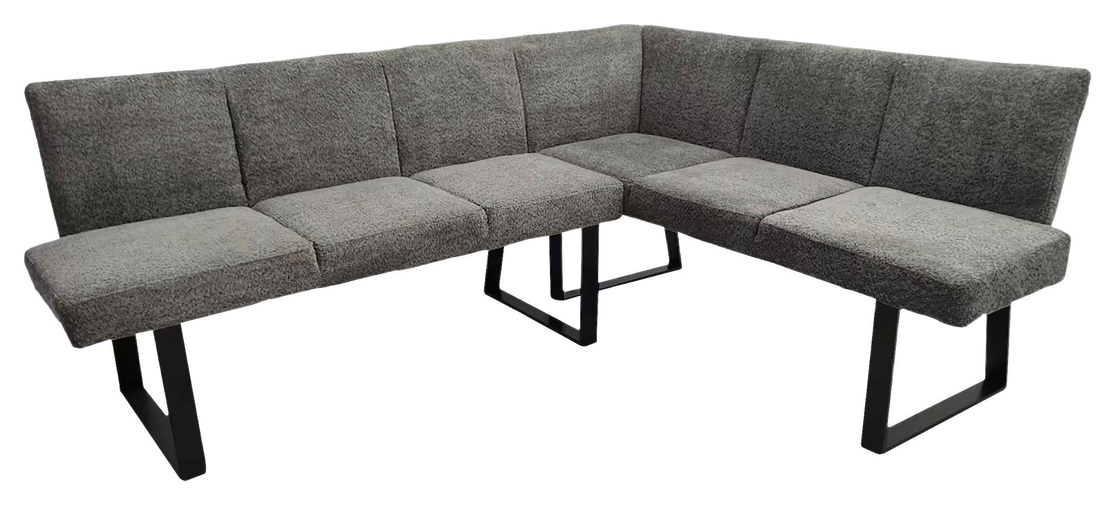 Eckbank Grau Eisen/Polyester Leinenoptik Terri 190x150 cm - Schwarz/Grau, MODERN, Textil/Metall (190/150cm) - MID.YOU