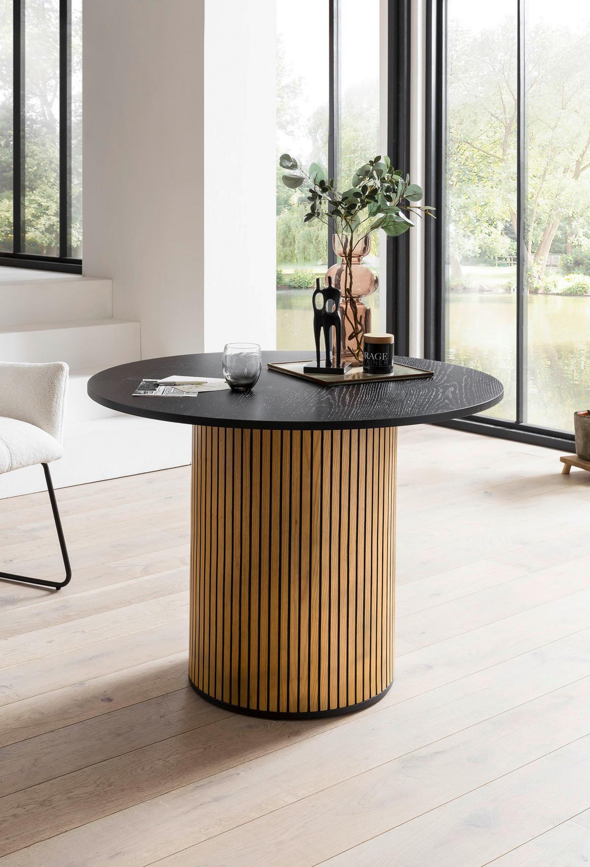 Esstisch Naturfarben/schwarz B: 120 Cm - Schwarz/Naturfarben, MODERN, Holz/Holzwerkstoff (120/120/75cm) - Livetastic