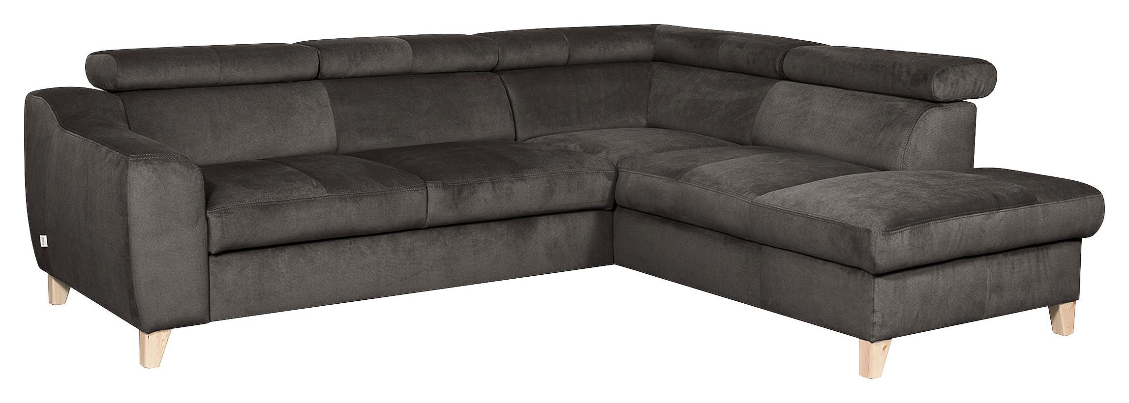 Ecksofa Aspen Mit Bettkasten Webstoff Dunkelgrau 245x208 Cm - Dunkelgrau/Buchefarben, Design, Textil (245/208cm) - Livetastic