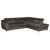 Ecksofa Aspen Mit Bettkasten Webstoff Dunkelgrau 245x208 Cm - Dunkelgrau/Buchefarben, Design, Textil (245/208cm) - Livetastic