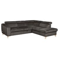 Ecksofa Aspen Mit Bettkasten Webstoff Dunkelgrau 245x208 Cm - Dunkelgrau/Buchefarben, Design, Textil (245/208cm) - Livetastic