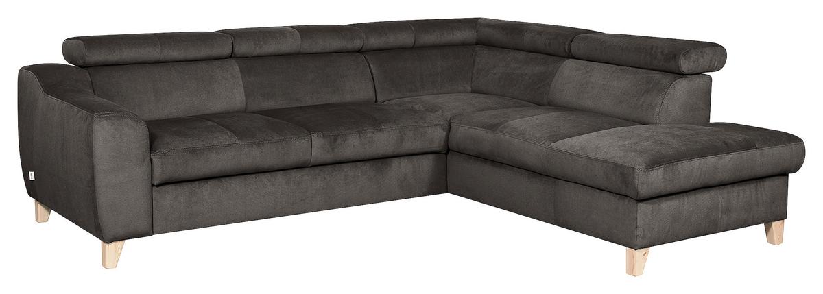 Ecksofa Aspen Mit Bettkasten Webstoff Dunkelgrau 245x208 Cm - Dunkelgrau/Buchefarben, Design, Textil (245/208cm) - Livetastic