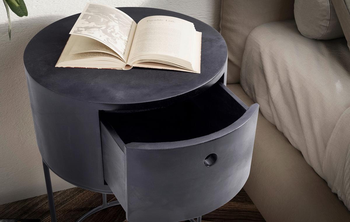 Nachttisch Schwarz L: 40 Cm - Schwarz, Design, Holz/Metall (40/40/60cm) - Livetastic