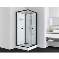 Duschkabine Uni 2 Komplett-Set Eckeinstieg - Schwarz, Basics, Glas (90/203/90cm)