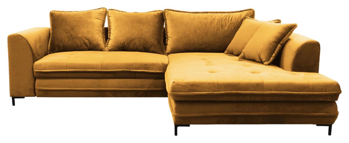 Eckschlafsofa Bello Gelb Mit Schlaffunktion Ottomane Rechts - Gelb/Schwarz, Design, Textil (277/187cm) - Livetastic