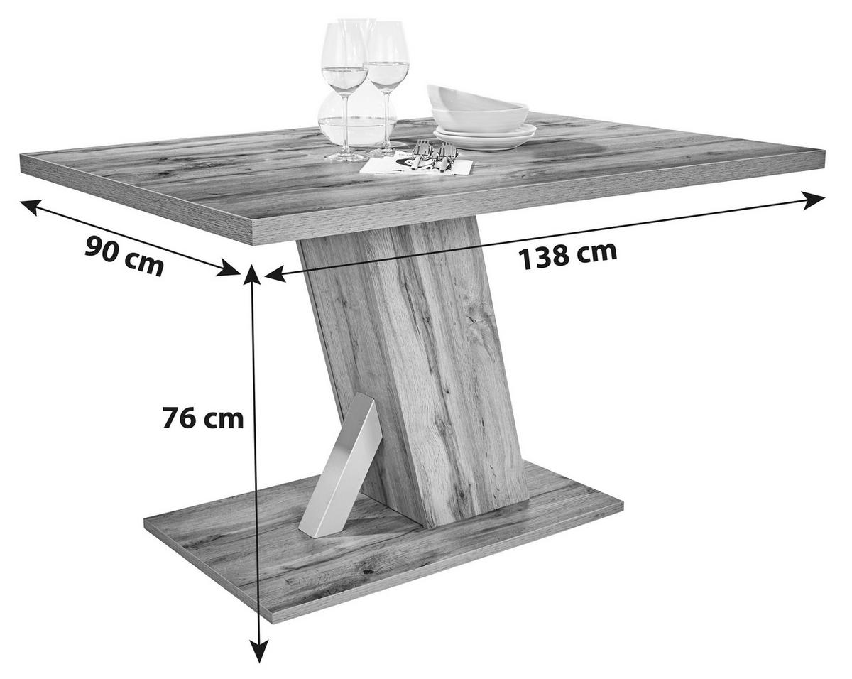 Esstisch Severin 138x90 Cm Eichefarben - Eichefarben, MODERN, Holzwerkstoff (138/76/90cm)