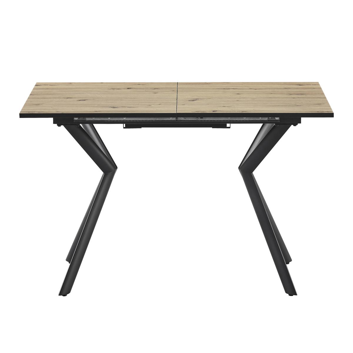 Ausziehtisch Marcel Giga 120AZ Melamin Eiche, B: 120-160cm - Eichefarben/Schwarz, MODERN, Holzwerkstoff/Metall (120-160/76/80cm)