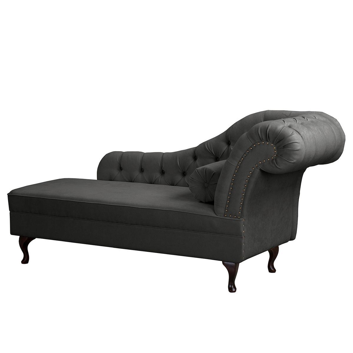 Récamiere Pako Dunkelgrau B: 185cm - Dunkelgrau/Braun, Design, Textil (185/93/75cm) - Livetastic