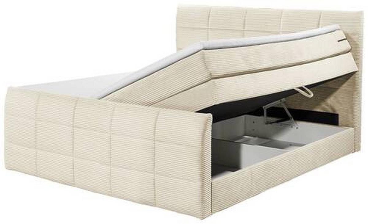 Boxspringbett Mit Topper & Bettkasten 180x200 Bolivia - Creme/Schwarz, MODERN, Holzwerkstoff/Textil (180/200cm) - MID.YOU