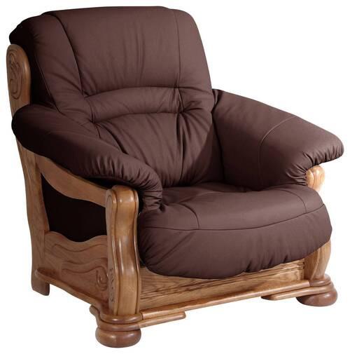 Polstersessel mit Armlehnen Tennessee Echtleder Dunkelrot - Eichefarben/Dunkelrot, LIFESTYLE, Leder/Holz (104/95/95cm) - Max Winzer
