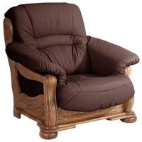 Polstersessel Mit Armlehnen Tennessee Echtleder Dunkelrot - Eichefarben/Dunkelrot, LIFESTYLE, Leder/Holz (104/95/95cm) - Max Winzer