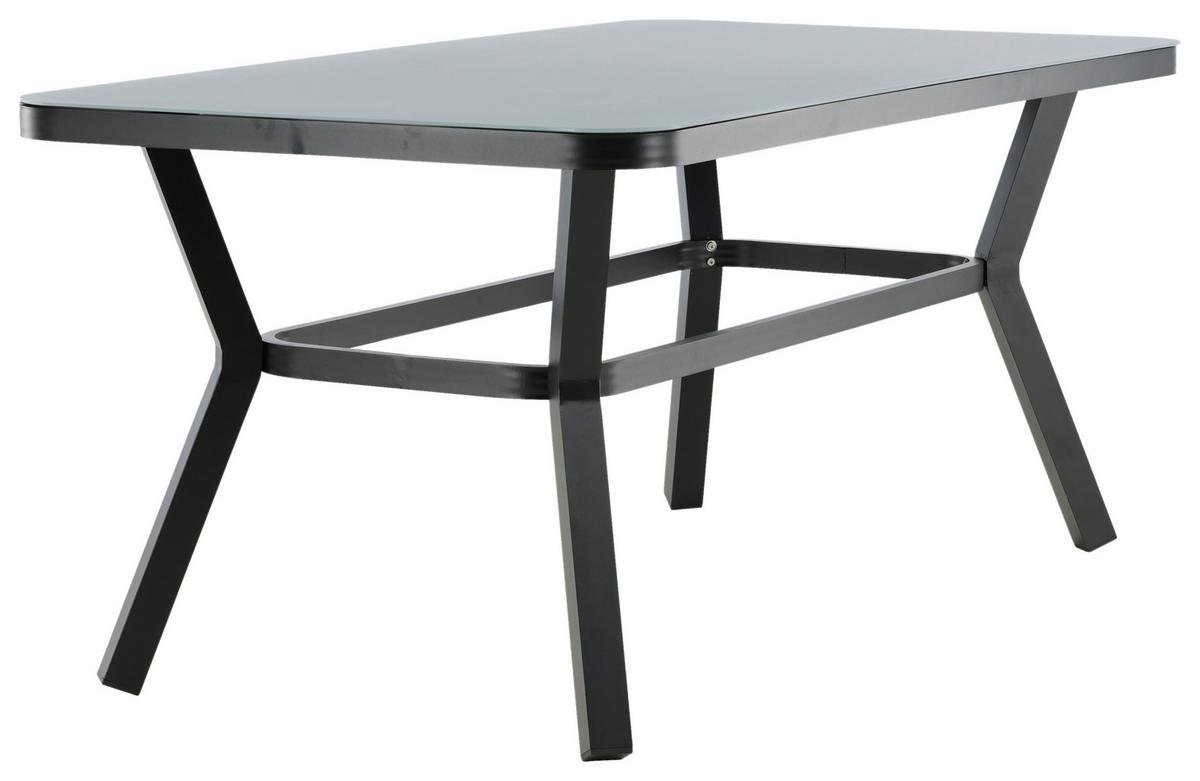 Gartentisch Virya - Schwarz/Grau, KONVENTIONELL, Glas/Metall (160/90/74cm) - Gardenson